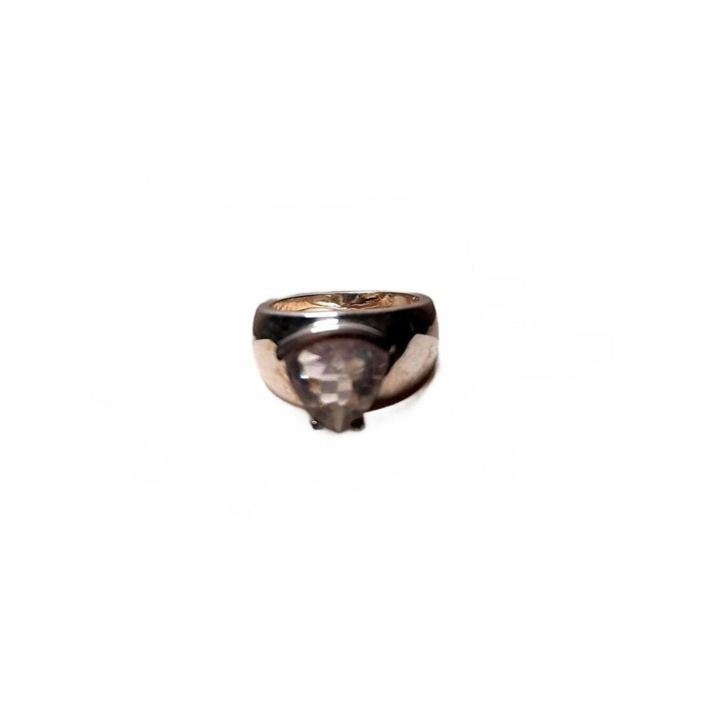 White topaz statement cigar band ring with trilliant cut in sterling silver